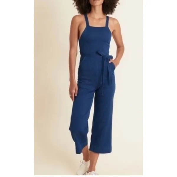 Marine Layer Tess Jumpsuit Women's Size 0 Indigo Blue‎ 100% Cotton Wide Leg - Image 2