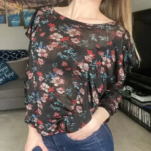 Free People Black Dock Street Knit Blouse Small - Image 5
