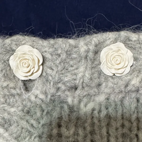 LoveShackFancy Rosie Pointelle Grey/GrayAlpaca Wool Pullover Sweater (S) - Image 6