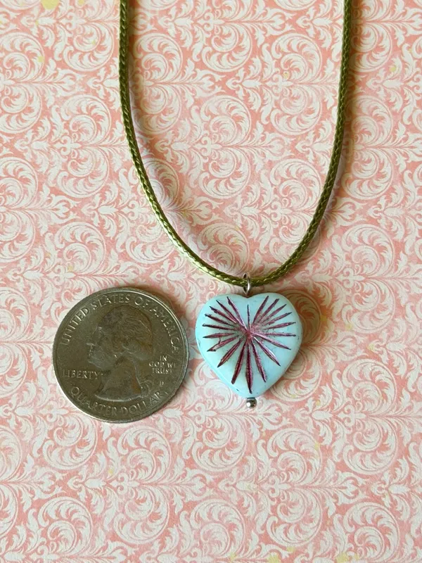 Handmade quality Czech glass heart bead fairy boho vintage retro style necklace🌿✨ - Image 5