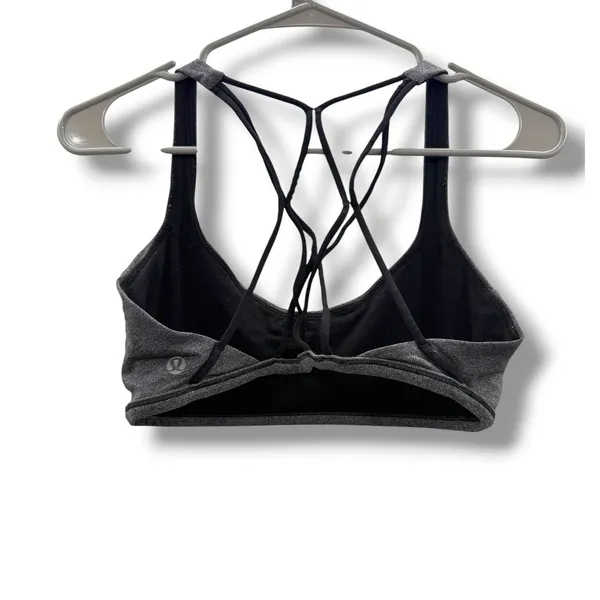 Lululemon Free To Be Zen Bra Womens 8 Heathered Black‎ Strappy Yoga Athletic - Image 2