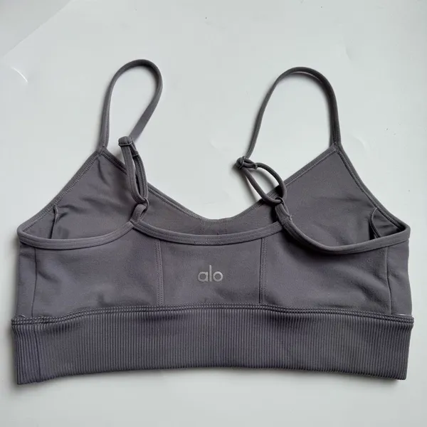 Alo Yoga Alosoft Head Start Sports Bra Fog Gray Size Small Yoga Running - Image 6
