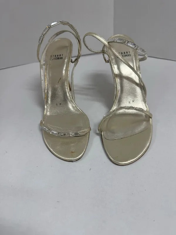 Stuart Weitzman Metallic Gold Leather‎ Strappy Sandals - Size 8. - Image 13
