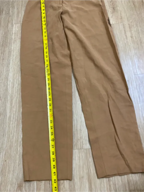 Zara Tan High-Waist Wide-Leg Trousers - Image 5