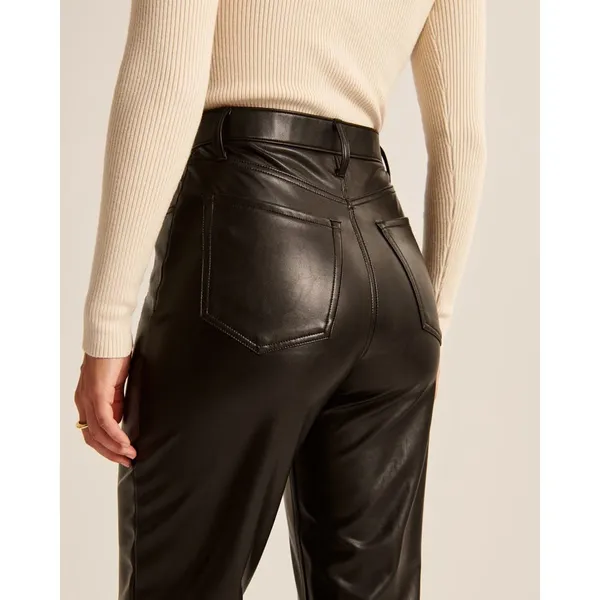 Abercrombie & Fitch Curve Love Vegan Leather Ankle Straight Ultra High Rise 32 - Image 5