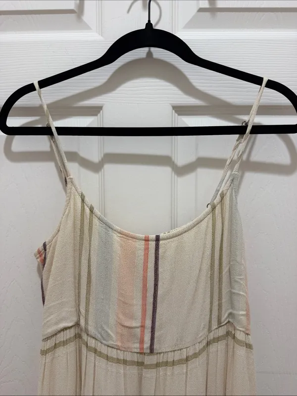 Rip Curl Villa Smocked Cotton Midi Dress - Pastel Stripe - Size Medium - travel - Image 2