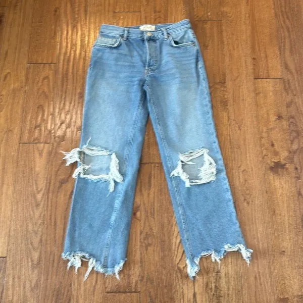 Free People We The Free Maggie mid rise straight crop distressed knee Jeans 25 - Image 4
