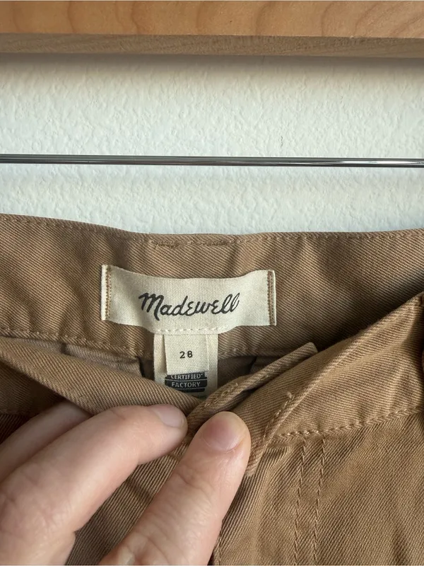 Madewell Garment-Dyed Tapered Chino Pants Seed Khaki Pleated Size 28 - Image 8
