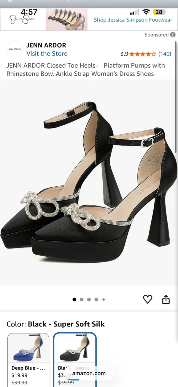 Amazon JENN ARDOR Closed Toe Heels： Platform Pumps with Rhinestone Bow, Ankle Strap Women’s Dress Shoes - Image 3