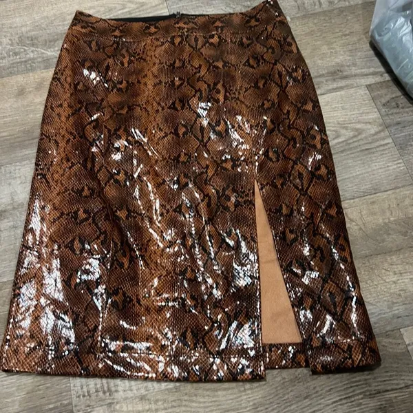 Express x Negin Mirsalehi Snakeskin Leather-like Midi Skirt‎ 10 - Image 9