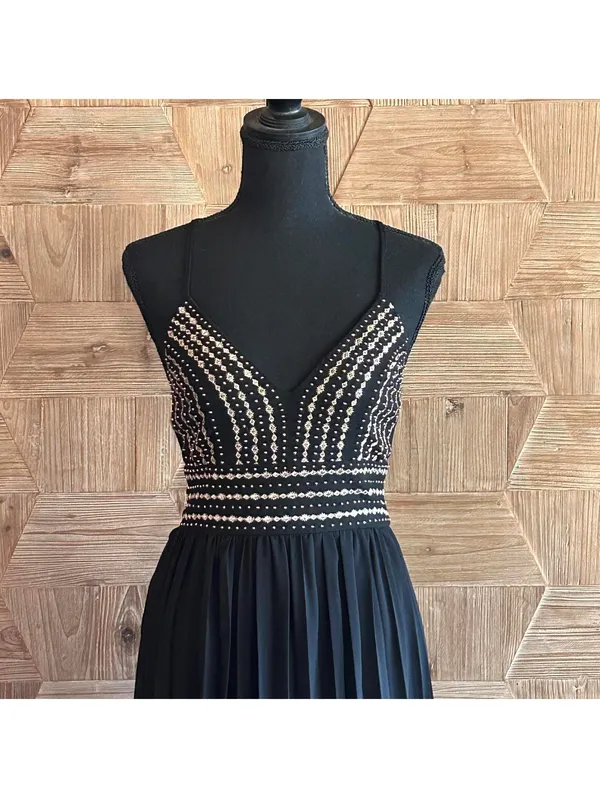 Lulu's Women's Black Beaded Full Length Maxi Dress Size XS - Image 3