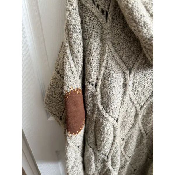 POL Cardigan Sweater Womens M Oatmeal Boho Cottagecore Open Cozy Coastal - Image 11