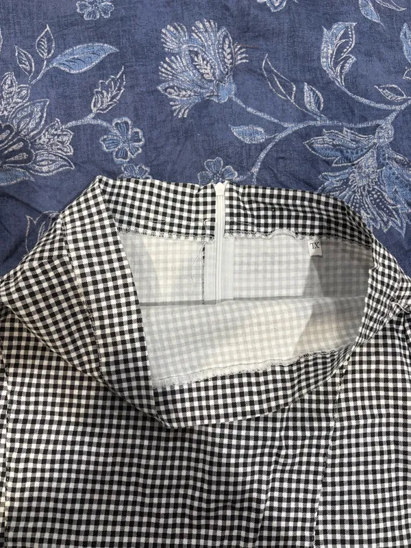 Amazon Black & White Gingham Ruffle Hem Mini Skirt - Image 2