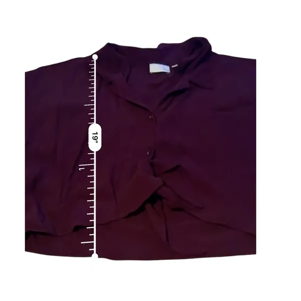 Wilfred Free Aritzia Tie Front Crop Top Large Burgundy Purple Short Sleeve Rayon - Image 6