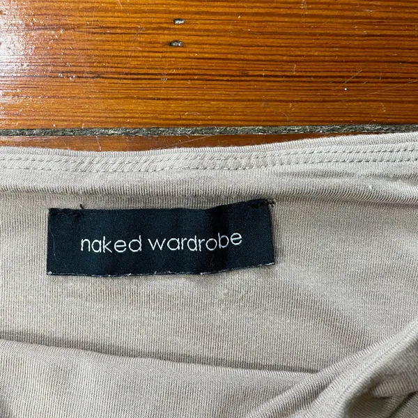 💥Naked Wardrobe Double Layer Smoothing Bodycon Mini Skirt Tan Sz L💛 - Image 8