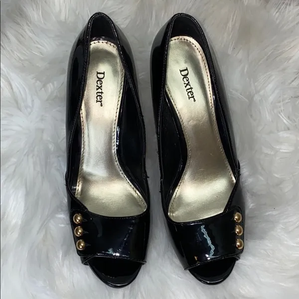 Dexter Patten Black Heels with Gold Buttons 8 - Image 2