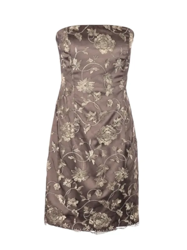 Adrianna Papell ✶ Strapless Lace Sheath Cocktail Dress ✶ Floral Embroidery ✶ 2 - Image 4