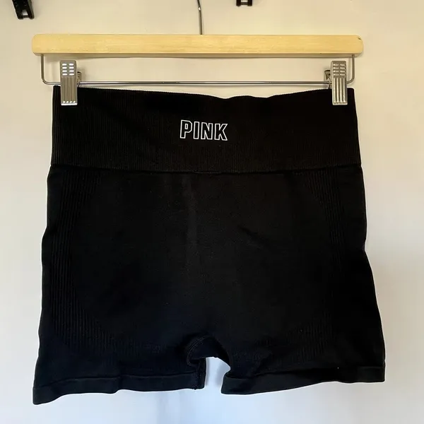 PINK sport black biker shorts women's size medium casual athletic‎ compression - Image 2