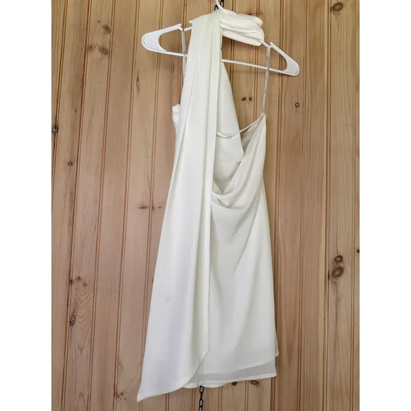 NWT Lulus Isloda Ivory One-Shoulder Backless Sash Mini Dress Engagement Party S - Image 6