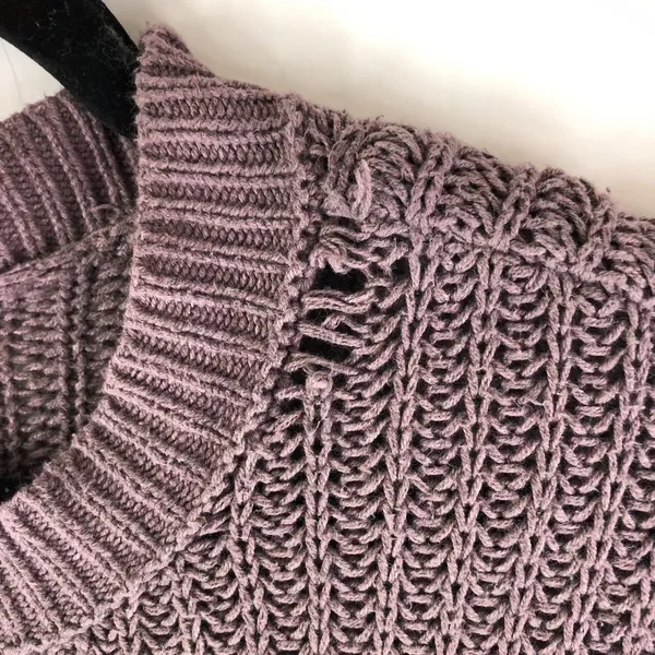 American Eagle Women's Sweater Knitted Long Sleeve Crew Neck Pullover Purple S - Image 2