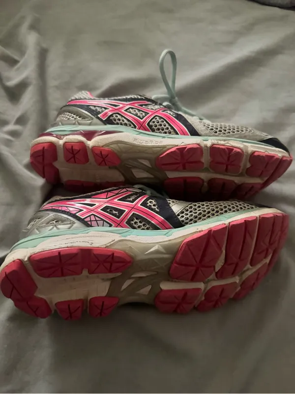 ASICS Women's Gray, Pink & Mint Lace-Up Running Shoes - Image 2