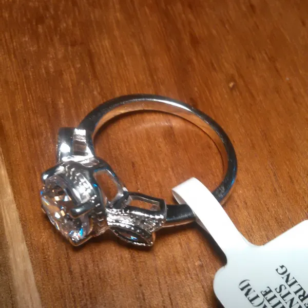Simulated Tanzanite and Simulated Diamond Sterling Silver Ring (Size 6.75) - Image 8