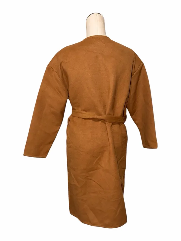 NWOT Ann Taylor LOFT Belted Pocket Wrap Long Coat Jacket Perfect Camel Size XS/S - Image 4