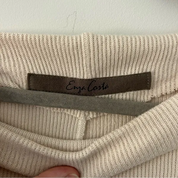 Enza Costa Off The Shoulder Slouchy Ribbed Knit Viscose Cuffed Sweater M - Image 4