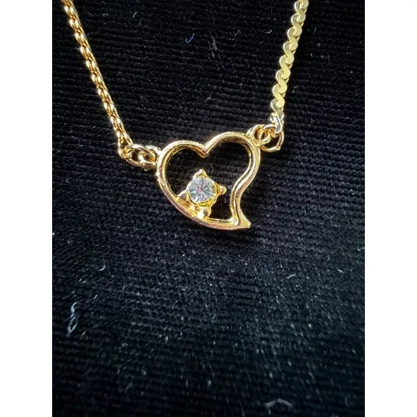 Gold Plated Heart Bracelet, Crystal, Made in Korea, 7" - Image 2