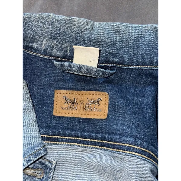 Levis Jean Jacket Womens Blue Medium Wash Trucker‎ Denim Y2K Size Large - Image 5