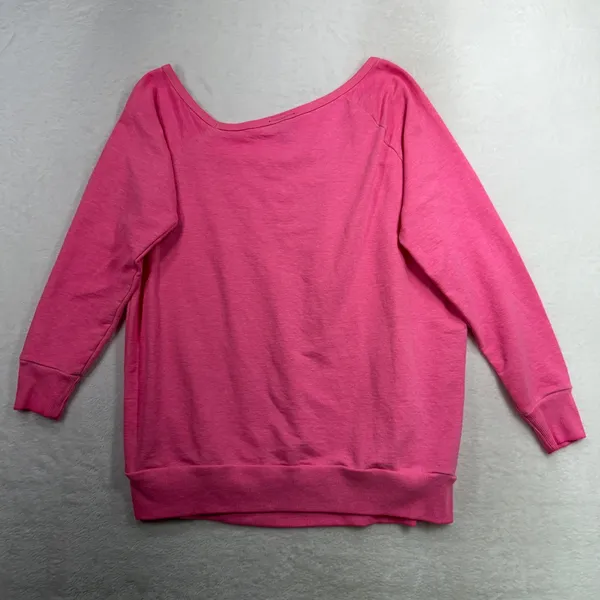 Torrid 00 US M Medium Callie Off Shoulder Sweatshirt Hot Pink Raglan Long Sleeve - Image 11