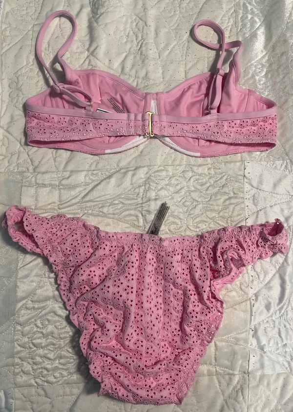 Pink Eyelet Bikini Set - Image 2