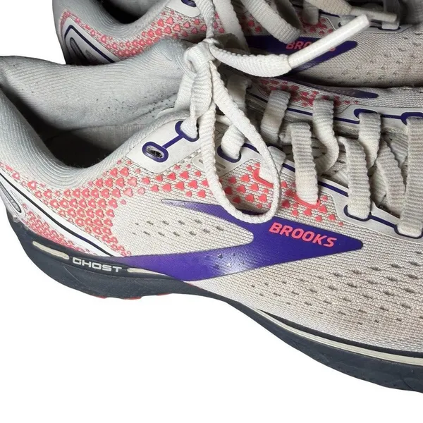 Brooks Women's Ghost 14 Running Shoe - White/Purple/Coral Size 7.5 - Image 9