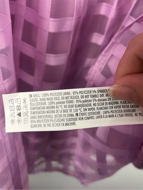 English factory Gridded Puff Sleeve Dress in lilac size small - Image 6