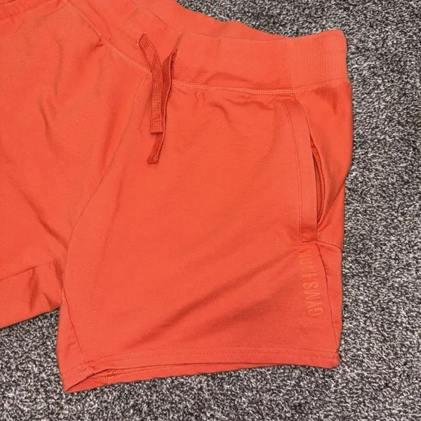 Gymshark Women's Orange Athletic Shorts Size Medium Drawstring Gym - Image 11
