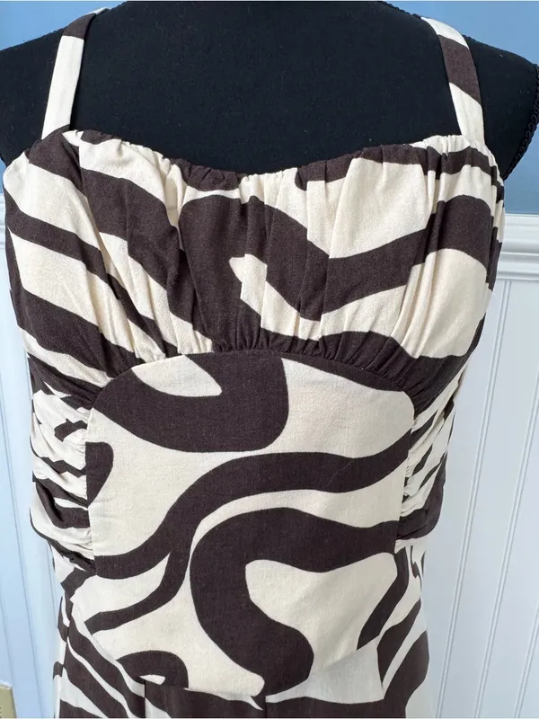 NWT Antonio Melani MG Style Fringe Linen Blend Maxi Raffia Skirt Set Brown~SZ 10 - Image 6