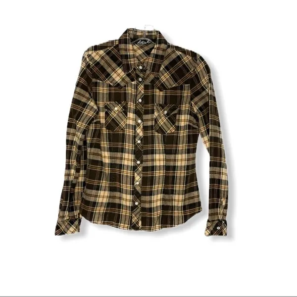 Active Western Cut Flannel Shirt Brown Size XS - Image 9