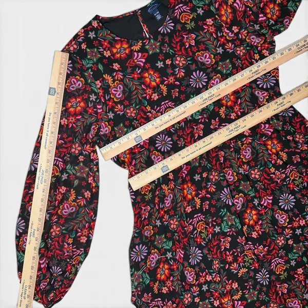 Floral Maxi Dress 2XL‎ Cottagecore Peasant Folklore Semi Sheer Long Sleeve Lined - Image 15