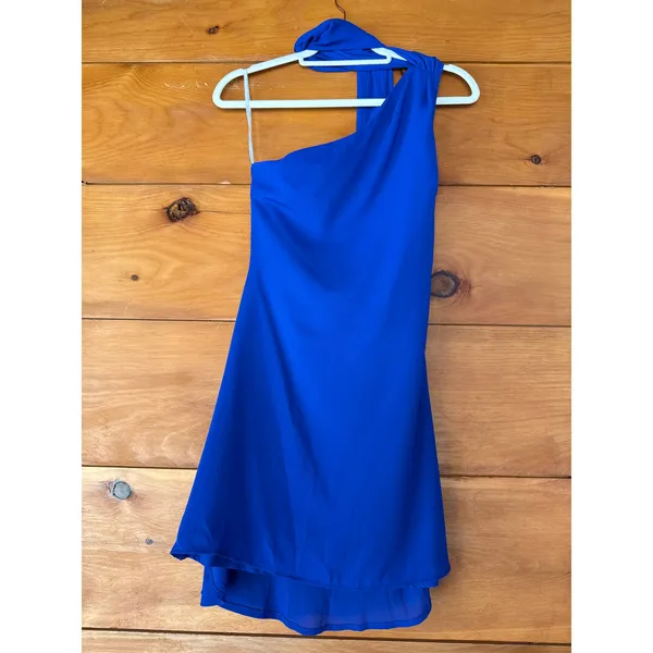 NWT Lulus Isloda Blue One-Shoulder Backless Sash Mini Dress Party Cocktail Sz S - Image 2