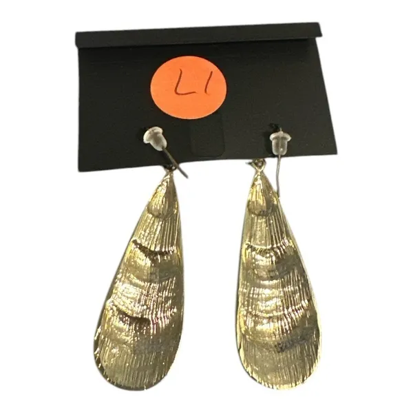 INC International Concepts Orange Gold Tone Striped‎ Teardrop Earrings - Image 3