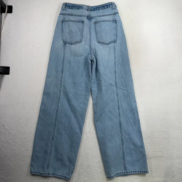 Future Collective 4 Jeans Wide Leg Slouchy High Rise Front Seam Light Wash Blue - Image 12