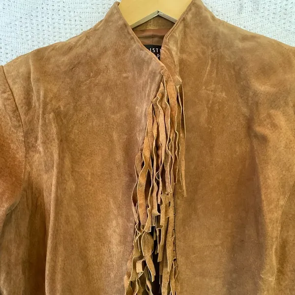 Vintage Christina Hope‎ Suede Leather Jacket Fringe - Image 2