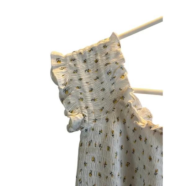 Forever 21 yellow floral Cottagecore stretchy maxi dress cap sleeve medium - Image 4