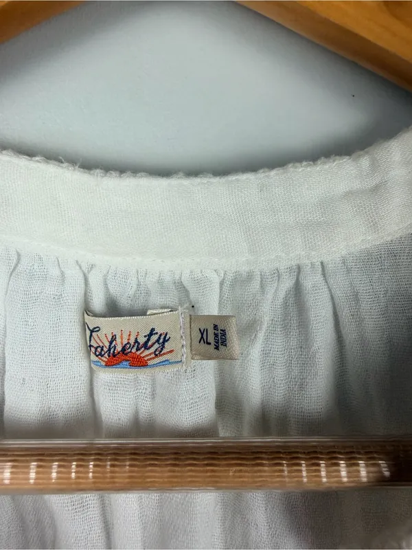 Faherty Lucia Sleeveless Split V-Neck White Dream Cotton Gauze Top XL - Image 4