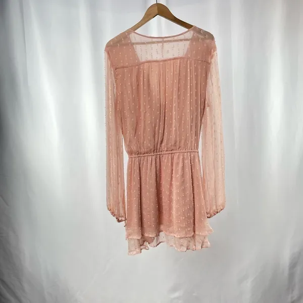 Free‎ People Long Sleeve Daliah Mini Dress in Peach Size Extra Small - Image 7