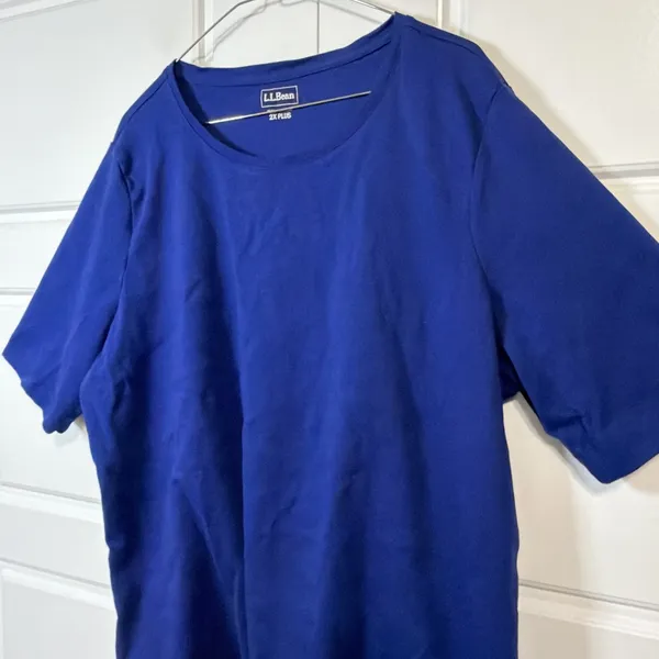 LL Bean T-Shirt Womens 2X Plus Blue Short Sleeve Cotton Crew Neck 508244 - Image 9