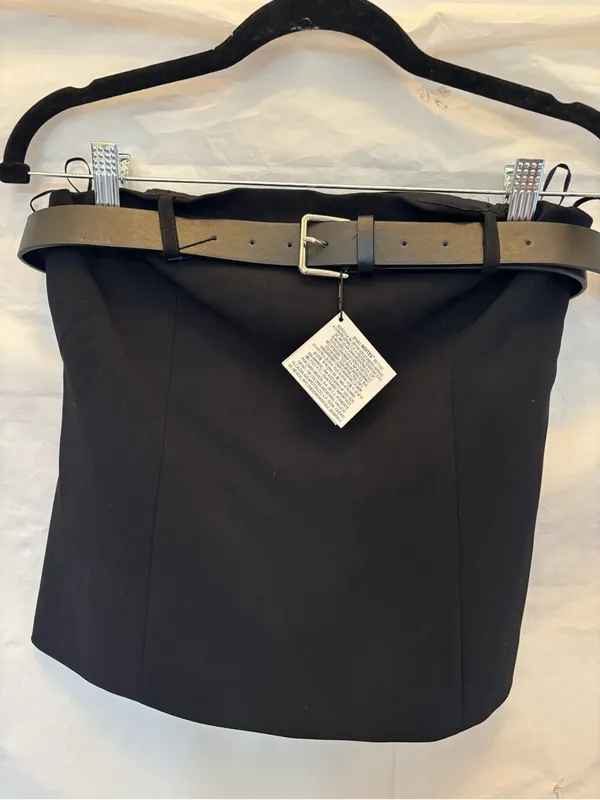 Zara Black Tailored Crop Top with Wide Buckle Belt - Image 3