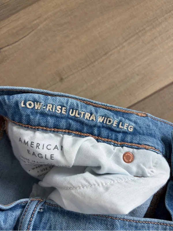 American Eagle Low Rise Ultra Wide Leg Baggy y2k punk grunge Jeans Blue 8 - Image 5