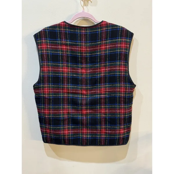 Vintage Gap Tartan‎ Plaid Quilted Puffer Best Wool Blend Size Small Holiday - Image 3