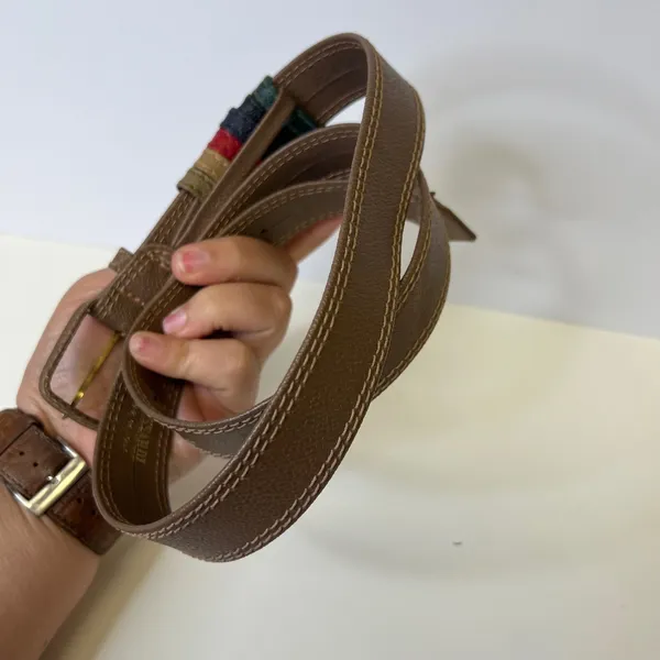 Trussardi Brown Pebbled‎ Leather Belt Made in Italy Multi-Color Loops Size 90 - Image 3